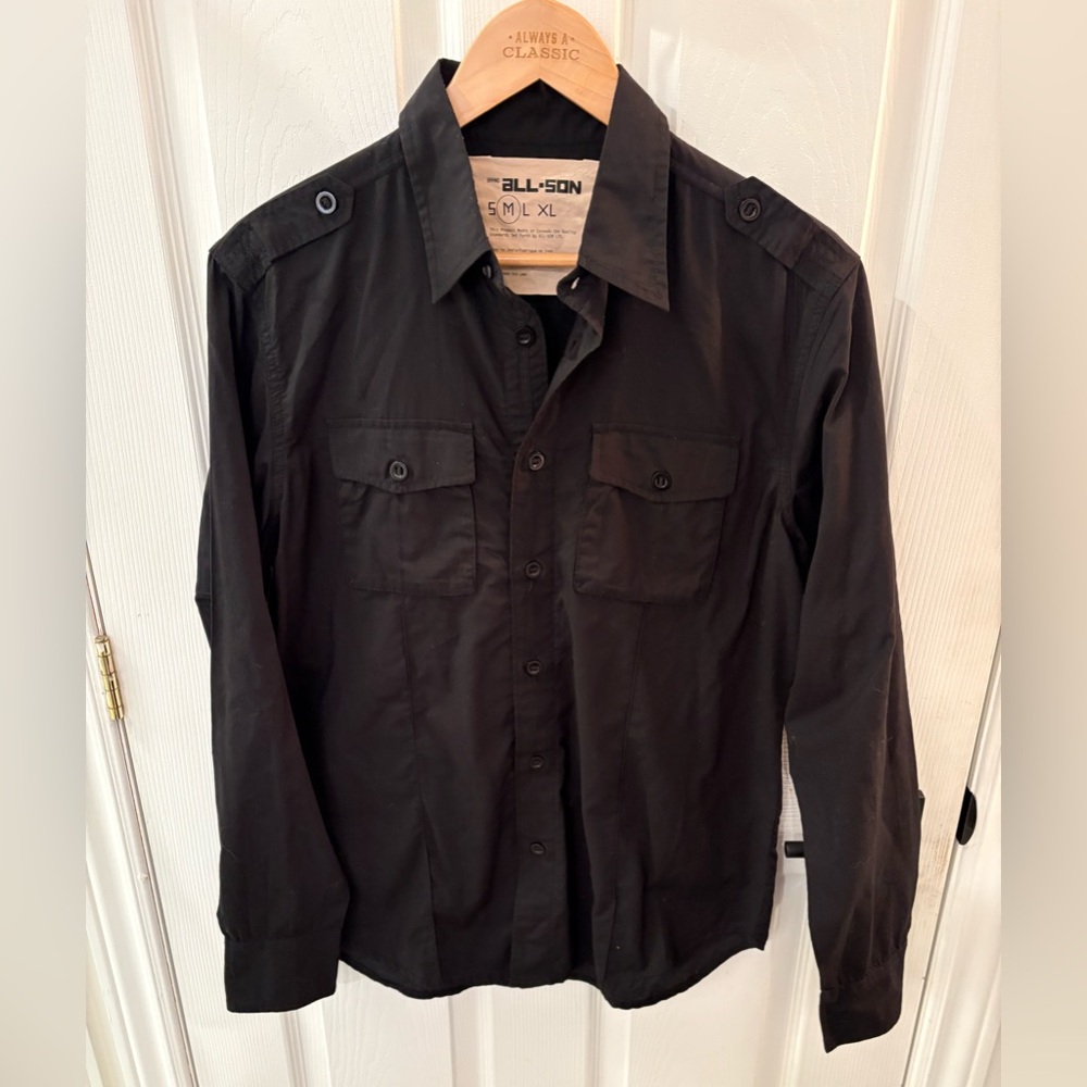 All-Son Black Button-Up Shirt